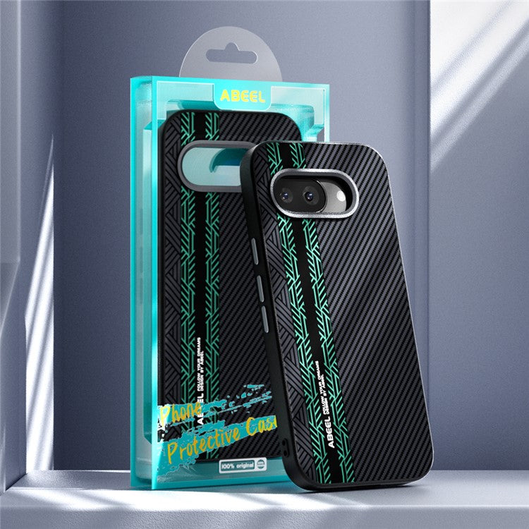 ABEEL For Google Pixel 9a Case PC + TPU + Aluminum Alloy + PU Leather Phone Cover Compatible with MagSafe - Texture 2