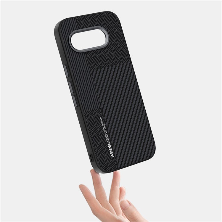 ABEEL For Google Pixel 9a Case PC + TPU + Aluminum Alloy + PU Leather Phone Cover Compatible with MagSafe - Texture 1