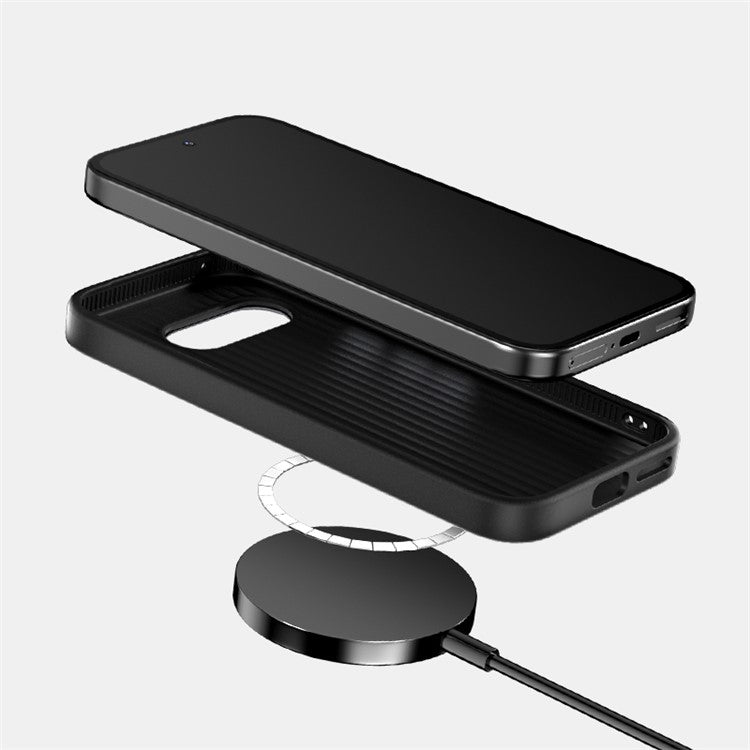 ABEEL For Google Pixel 9a Case PC + TPU + Aluminum Alloy + PU Leather Phone Cover Compatible with MagSafe - Texture 1