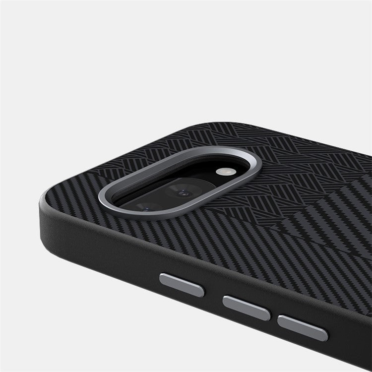 ABEEL For Google Pixel 9a Case PC + TPU + Aluminum Alloy + PU Leather Phone Cover Compatible with MagSafe - Texture 1