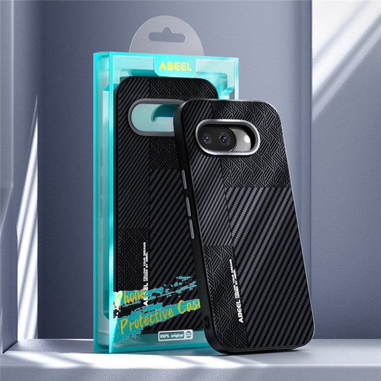 ABEEL For Google Pixel 9a Case PC + TPU + Aluminum Alloy + PU Leather Phone Cover Compatible with MagSafe - Texture 1