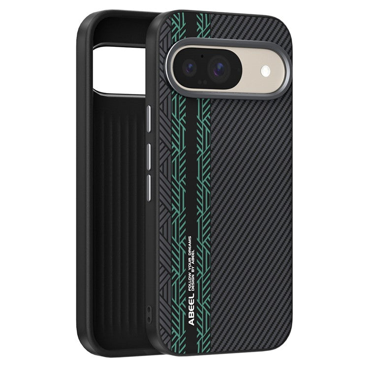 ABEEL For Google Pixel 9 / Pixel 9 Pro Case PC + TPU + Aluminum Alloy + PU Leather Phone Cover Compatible with MagSafe - Texture 2