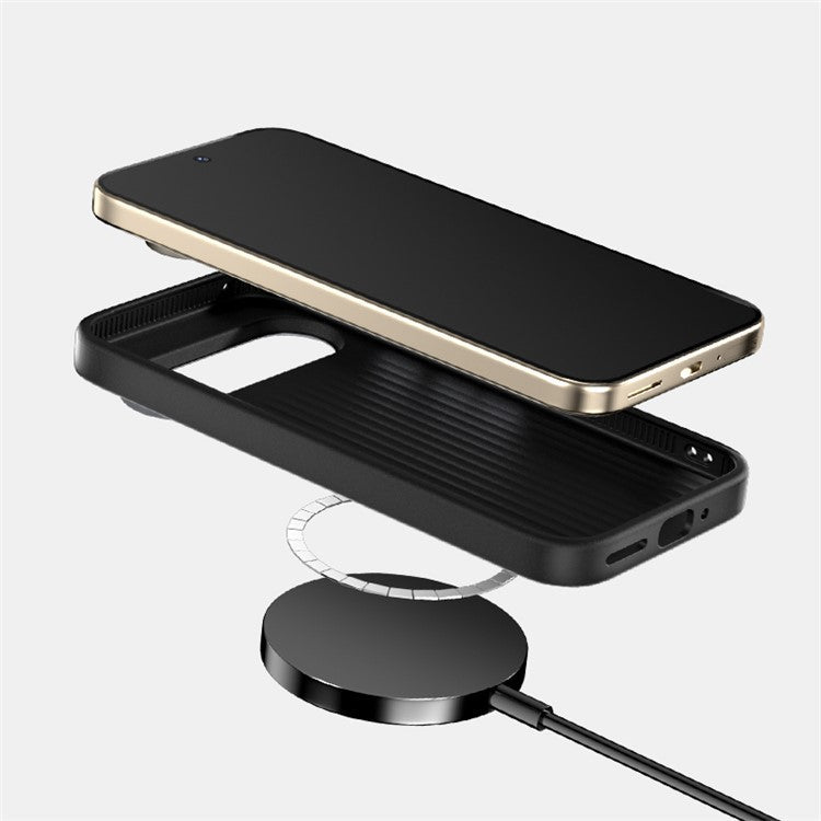 ABEEL For Google Pixel 9 / Pixel 9 Pro Case PC + TPU + Aluminum Alloy + PU Leather Phone Cover Compatible with MagSafe - Texture 1