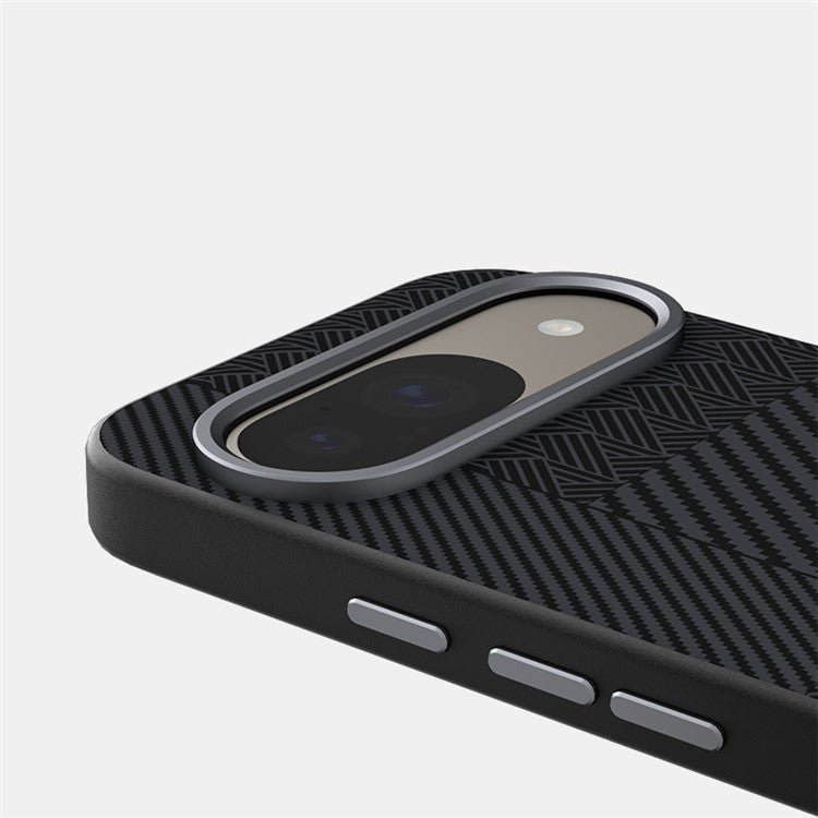 ABEEL For Google Pixel 9 / Pixel 9 Pro Case PC + TPU + Aluminum Alloy + PU Leather Phone Cover Compatible with MagSafe - Texture 1