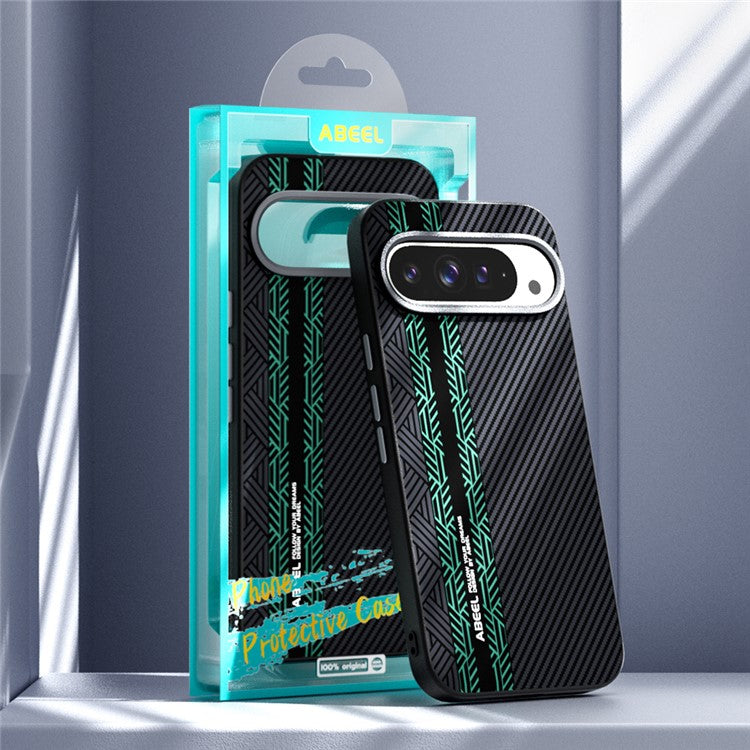 ABEEL For Google Pixel 9 Pro XL Case PC + TPU + Aluminum Alloy + PU Leather Phone Cover Compatible with MagSafe - Texture 2