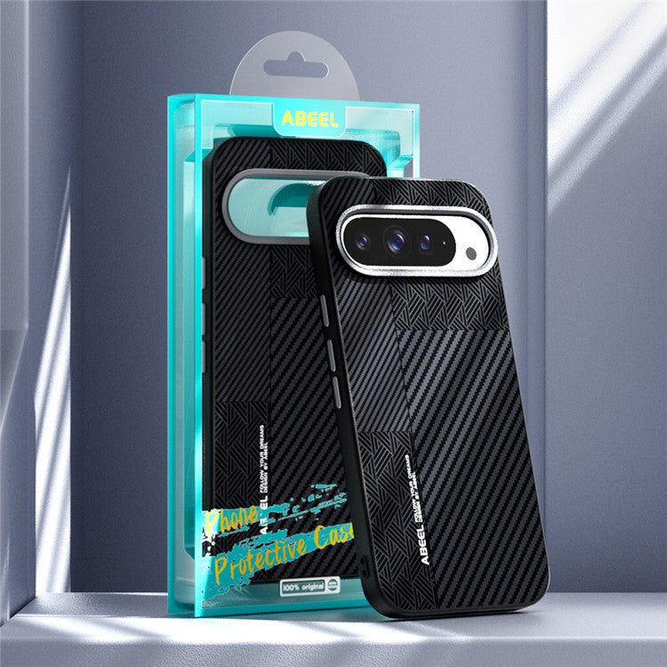 ABEEL For Google Pixel 9 Pro XL Case PC + TPU + Aluminum Alloy + PU Leather Phone Cover Compatible with MagSafe - Texture 1