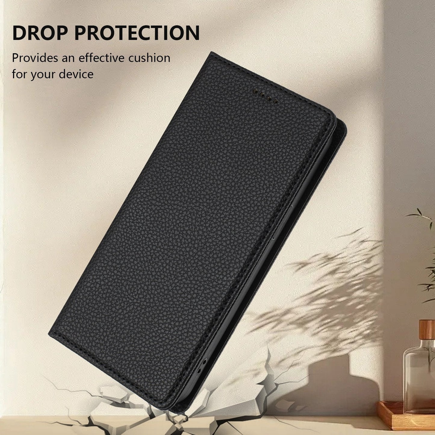 For Samsung Galaxy A05 4G Wallet Case RFID Blocking Litchi Texture Leather Mobile Cover - Black