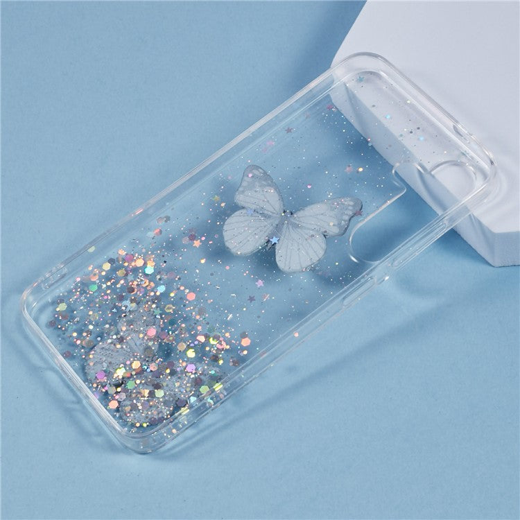 For Samsung Galaxy S25+ Case Epoxy PVC Butterfly TPU Aesthetics Phone Cover - White