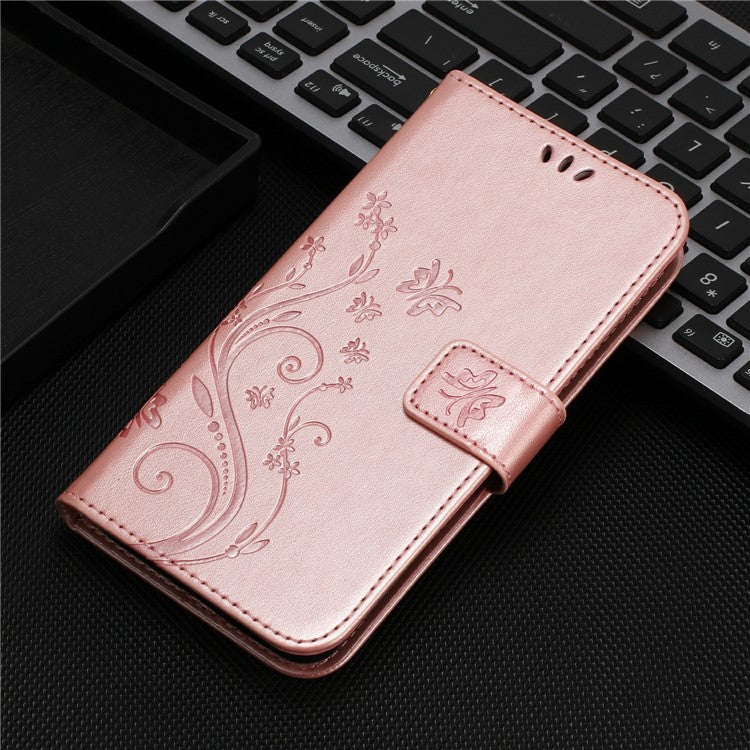 For Motorola Moto G75 5G Case PU Leather Phone Wallet Cover with Strap - Rose Gold