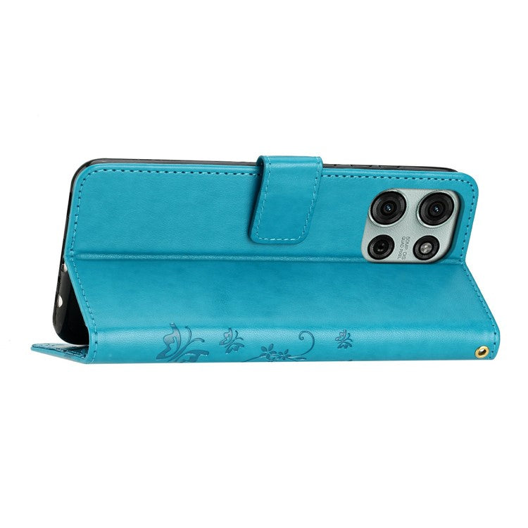 For Motorola Moto G75 5G Case PU Leather Phone Wallet Cover with Strap - Blue