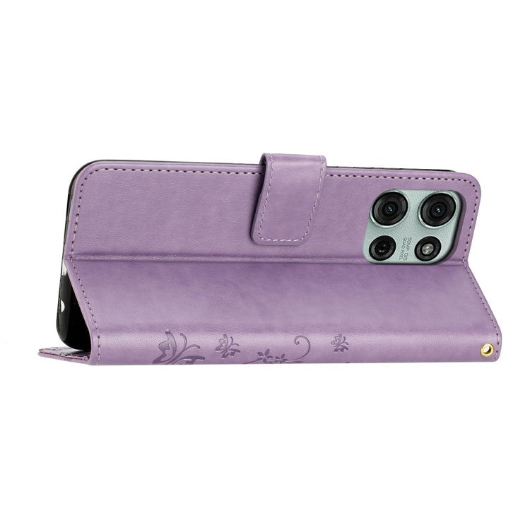 For Motorola Moto G75 5G Case PU Leather Phone Wallet Cover with Strap - Light Purple