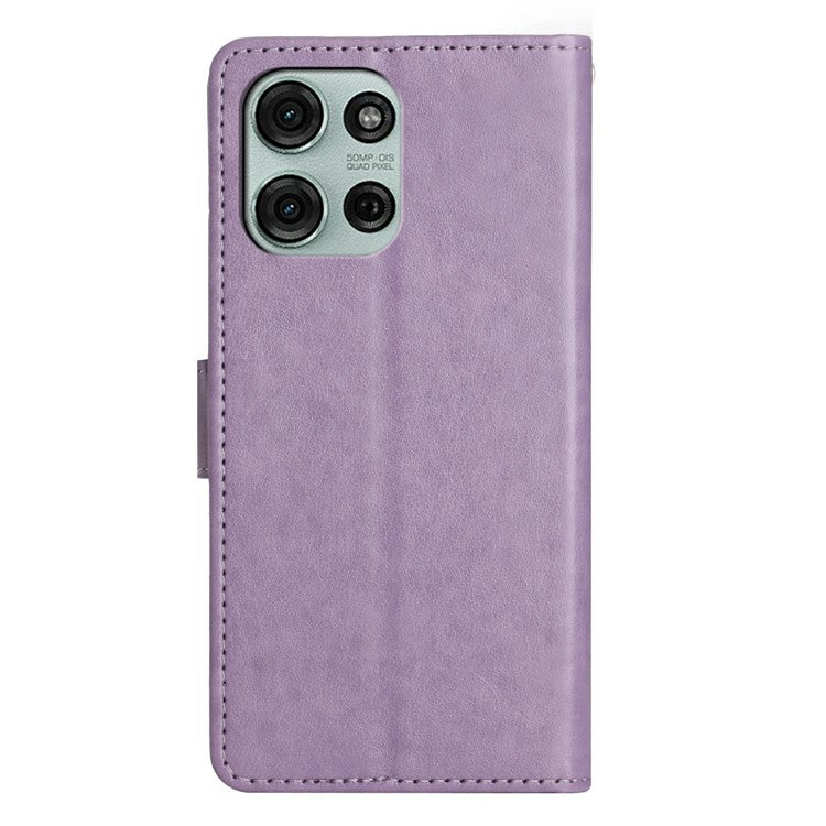 For Motorola Moto G75 5G Case PU Leather Phone Wallet Cover with Strap - Light Purple