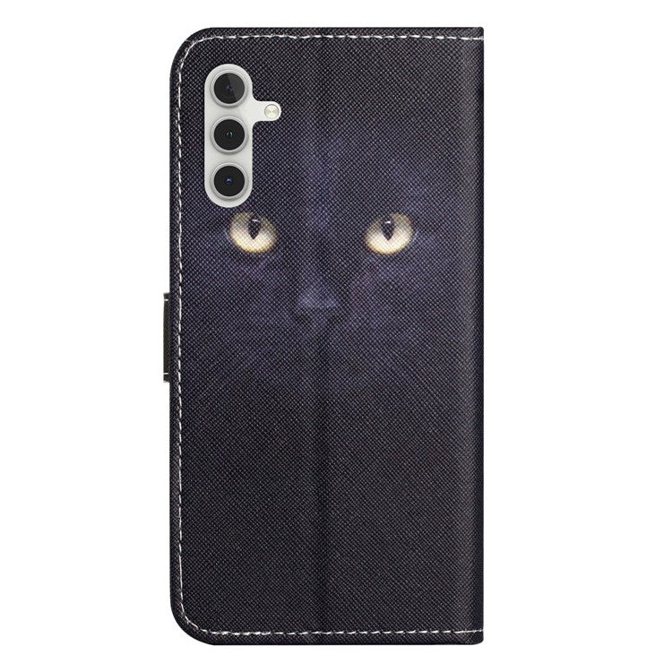 For Samsung Galaxy A26 5G Case Pattern Print PU Leather Wallet Phone Cover Cross Texture - Cat's Eye