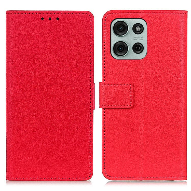 For Motorola Moto G75 5G Case PU Leather Stand Wallet Phone Cover - Red