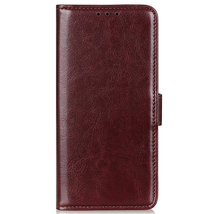 For Motorola Moto G75 5G Case Crazy Horse Texture PU Leather Phone Stand Cover - Brown