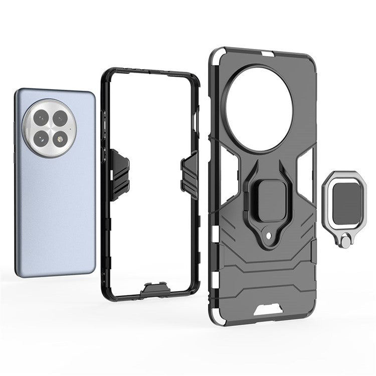 For OnePlus 13 Case PC+TPU Protective Phone Cover with Ring Kickstand - Black