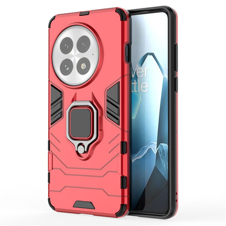 For OnePlus 13 Case PC+TPU Protective Phone Cover with Ring Kickstand - Red