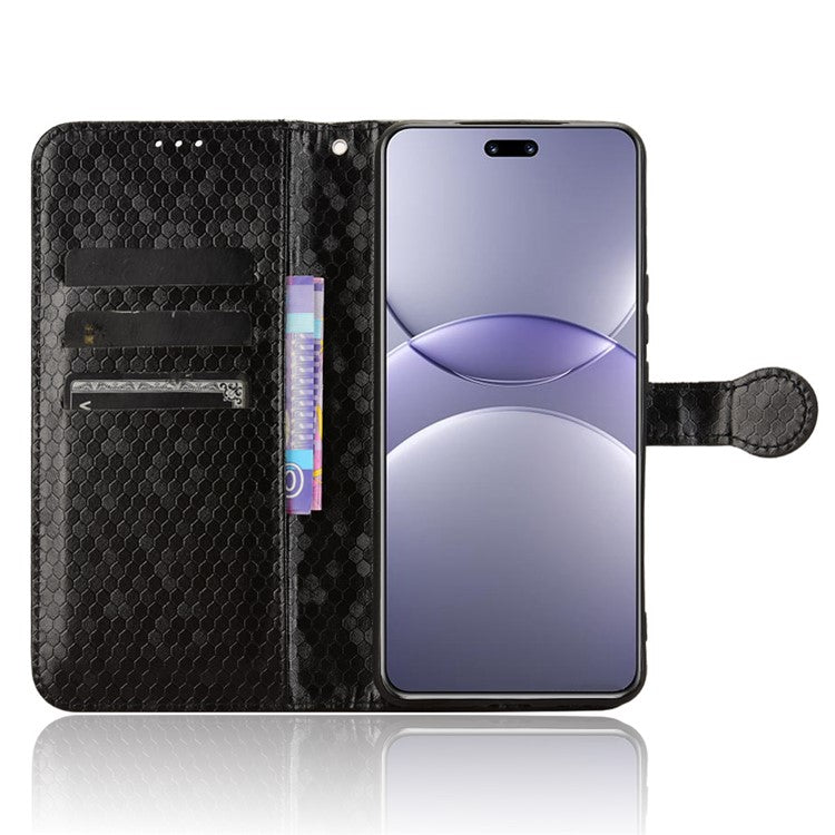 For Huawei nova 13 Pro 5G Wallet Case Dot Pattern Imprint PU Leather Phone Cover - Black