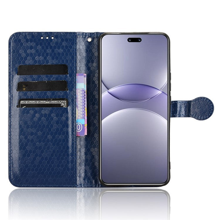 For Huawei nova 13 Pro 5G Wallet Case Dot Pattern Imprint PU Leather Phone Cover - Dark Blue