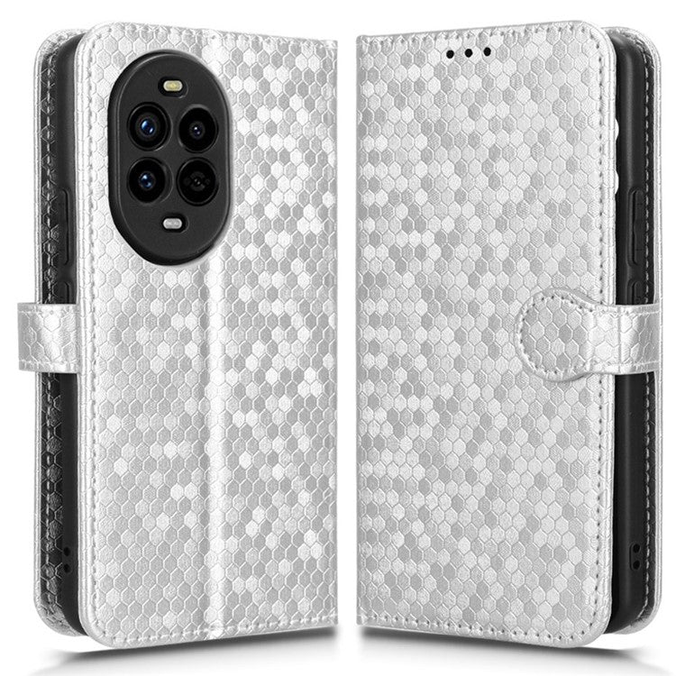 For Huawei nova 13 Pro 5G Wallet Case Dot Pattern Imprint PU Leather Phone Cover - Silver