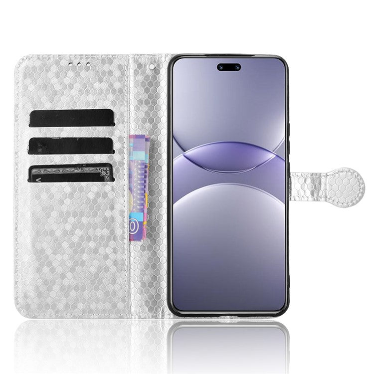 For Huawei nova 13 Pro 5G Wallet Case Dot Pattern Imprint PU Leather Phone Cover - Silver