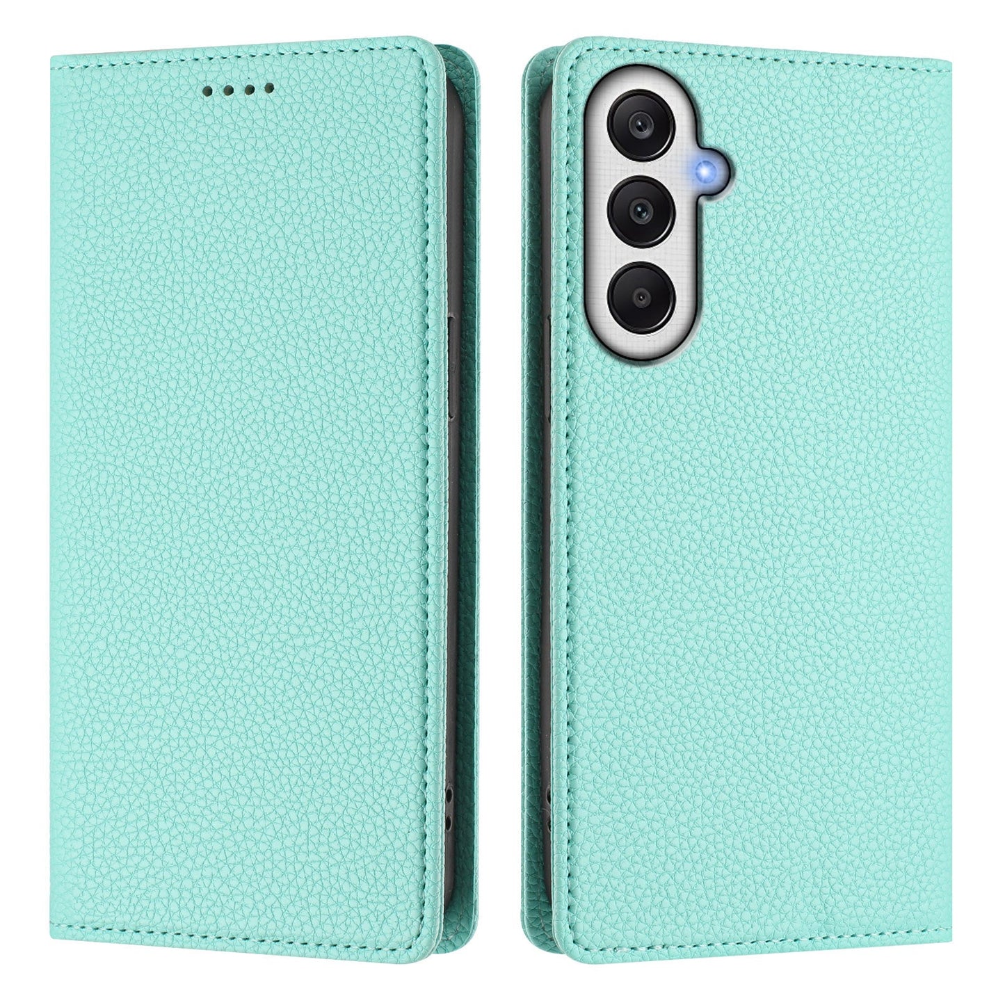 For Samsung Galaxy A56 5G Wallet Case RFID Blocking Litchi Texture Leather Mobile Cover - Mint Green