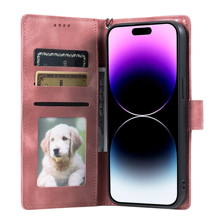 Style 018 For iPhone 16 Plus Case Imprinted Totem Skin Feel Wallet Leather Phone Cover - Rose Gold