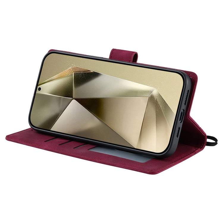 Style 018 For Samsung Galaxy A55 5G Case Imprinted Totem Skin Feel Wallet Leather Phone Cover - Rose