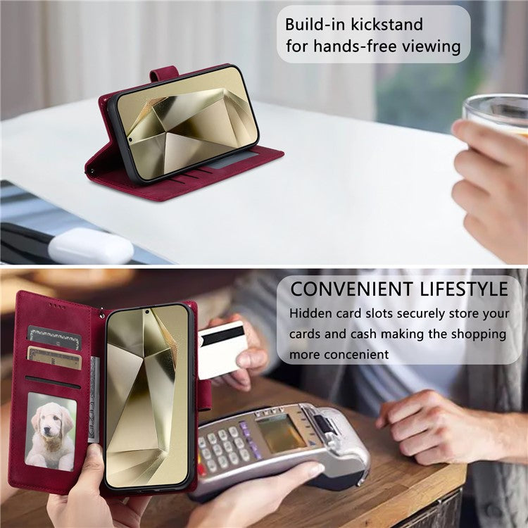 Style 018 For Samsung Galaxy A55 5G Case Imprinted Totem Skin Feel Wallet Leather Phone Cover - Rose