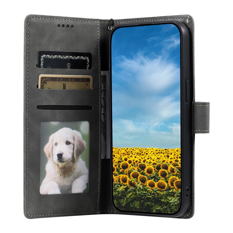 Style 018 Phone Case For Xiaomi Redmi 14C 4G / 14R 5G / Poco C75 4G Imprinted Totem Skin Feel Wallet Leather Cover - Grey