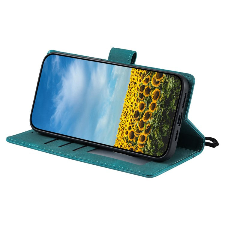 Style 018 Phone Case For Xiaomi Redmi 14C 4G / 14R 5G / Poco C75 4G Imprinted Totem Skin Feel Wallet Leather Cover - Mint Green