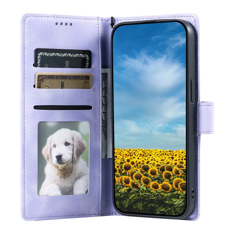 Style 018 Phone Case For Xiaomi Redmi 14C 4G / 14R 5G / Poco C75 4G Imprinted Totem Skin Feel Wallet Leather Cover - Purple