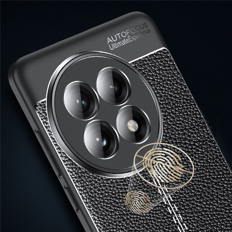 For OnePlus 13 Case Litchi Texture TPU Flexible Phone Cover, Black