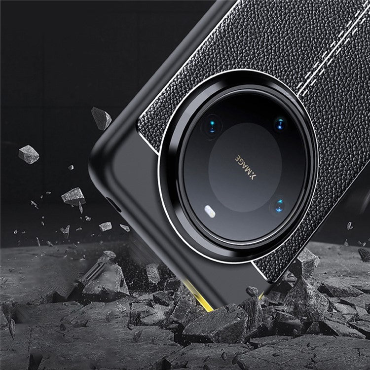 For Huawei Mate 70 Pro+ / 70 Pro Case Litchi Texture TPU Flexible Phone Cover, Black