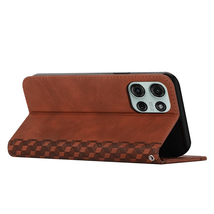 For Motorola Moto G75 5G Phone Cover Imprinted PU Leather Wallet Stand Case - Brown