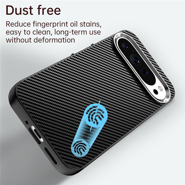 For Google Pixel 9 Pro XL Case Cell Phone Hybrid Back Cover Carbon Fiber Texture - Black