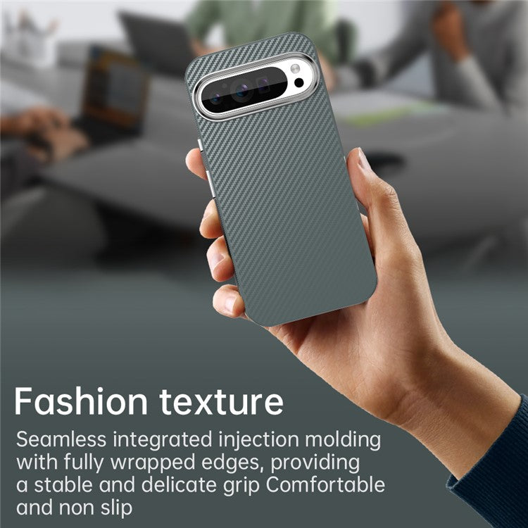 For Google Pixel 9 Pro XL Case Cell Phone Hybrid Back Cover Carbon Fiber Texture - Grey