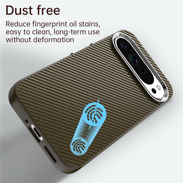 For Google Pixel 9 Pro XL Case Cell Phone Hybrid Back Cover Carbon Fiber Texture - Brown