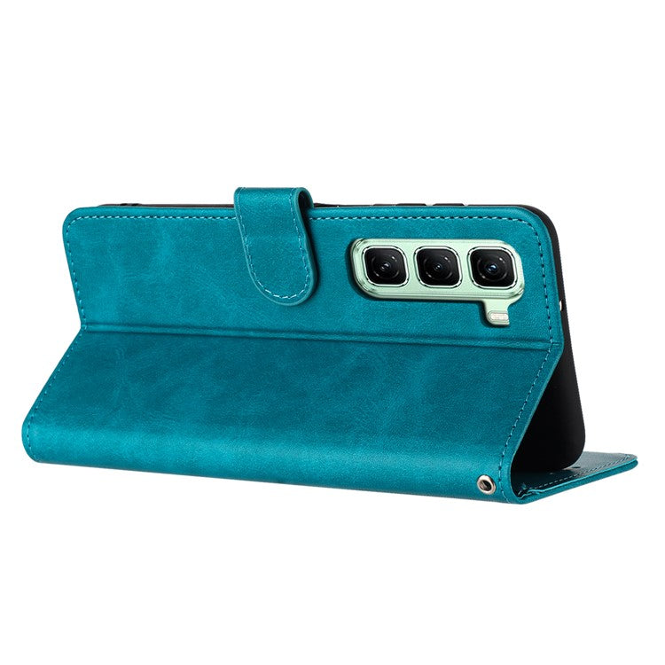 For Infinix Hot 50 Pro+ 4G Case Flip Stand PU Leather Wallet Phone Cover Calf Texture - Green