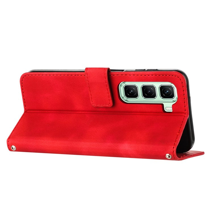 For Infinix Hot 50 Pro+ 4G Case Handbag Imprinted Triangle Leather Phone Cover - Red