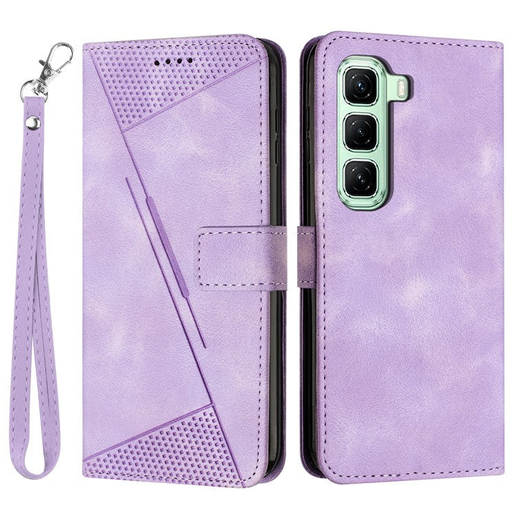 For Infinix Hot 50 Pro+ 4G Case Handbag Imprinted Triangle Leather Phone Cover - Purple