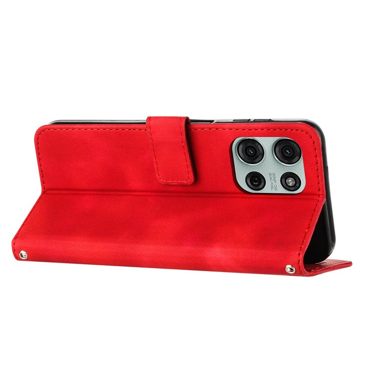 For Motorola Moto G75 5G Case Handbag Imprinted Triangle Leather Phone Cover - Red