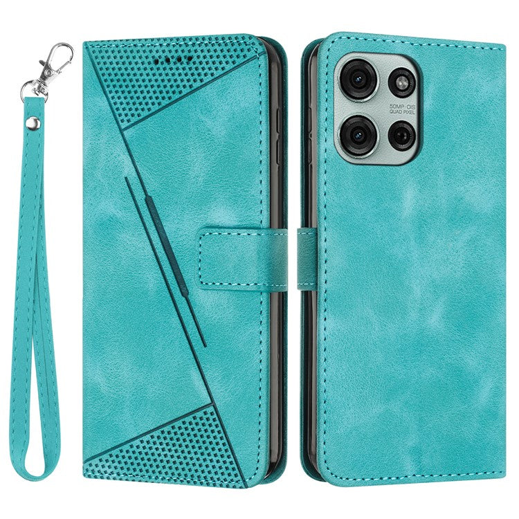 For Motorola Moto G75 5G Case Handbag Imprinted Triangle Leather Phone Cover - Green