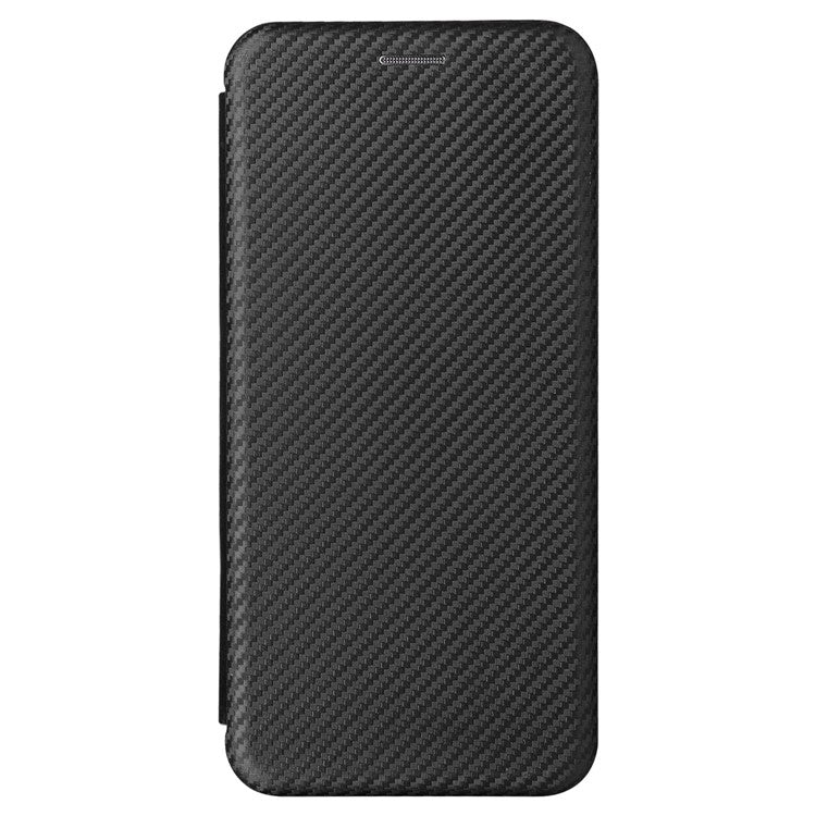 For Motorola Moto S30 Pro 5G / Edge 30 Fusion 5G Carbon Fiber Texture PU Leather Flip Folio Stand Cover Stand Cover Card Slots Magnetic Absorption Protective Case - Black