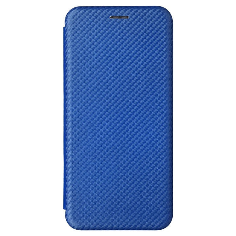 For Motorola Moto S30 Pro 5G / Edge 30 Fusion 5G Carbon Fiber Texture PU Leather Flip Folio Stand Cover Stand Cover Card Slots Magnetic Absorption Protective Case - Blue