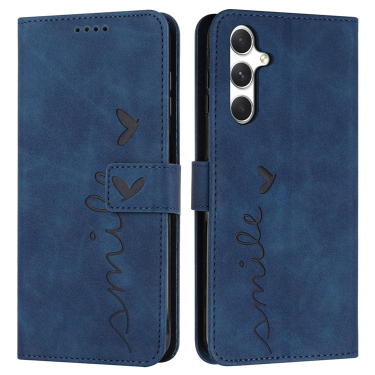 For Samsung Galaxy A56 5G Case Viewing Stand PU Leather Phone Cover Imprinted Pattern - Sapphire