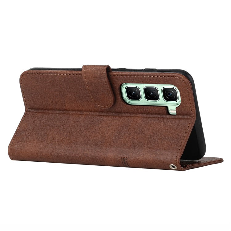 For Infinix Hot 50 Pro+ 4G Case Stand Flip Protective Leather Phone Cover - Brown