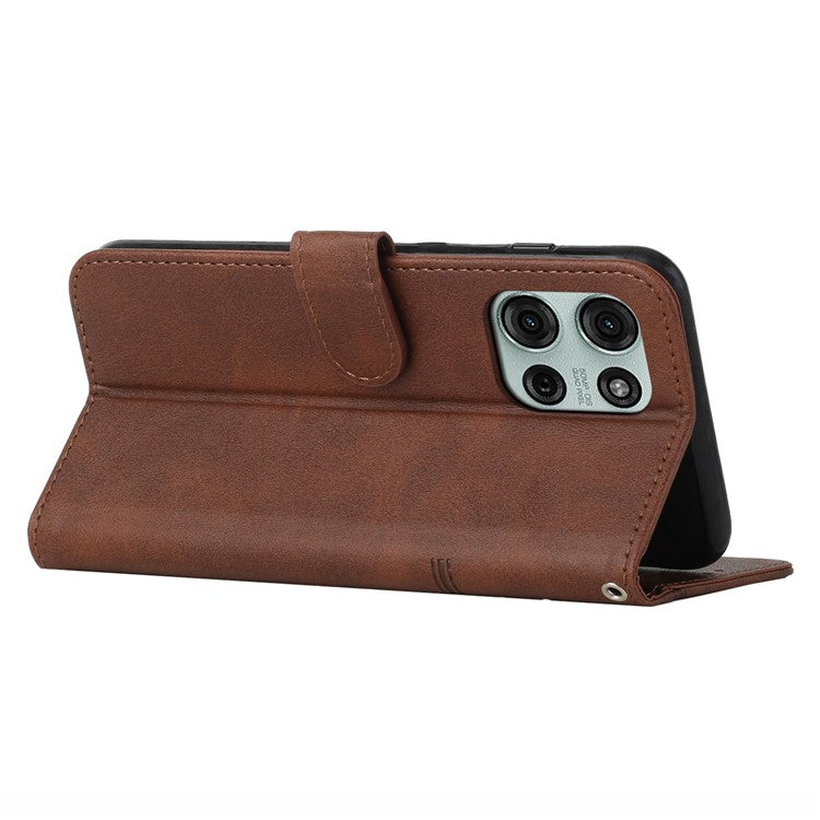 For Motorola Moto G75 5G Case Stand Flip Protective Leather Phone Cover - Brown