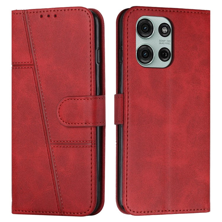 For Motorola Moto G75 5G Case Stand Flip Protective Leather Phone Cover - Red