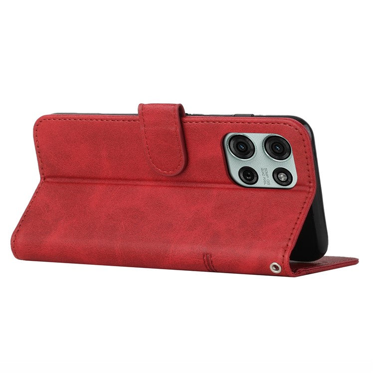 For Motorola Moto G75 5G Case Stand Flip Protective Leather Phone Cover - Red
